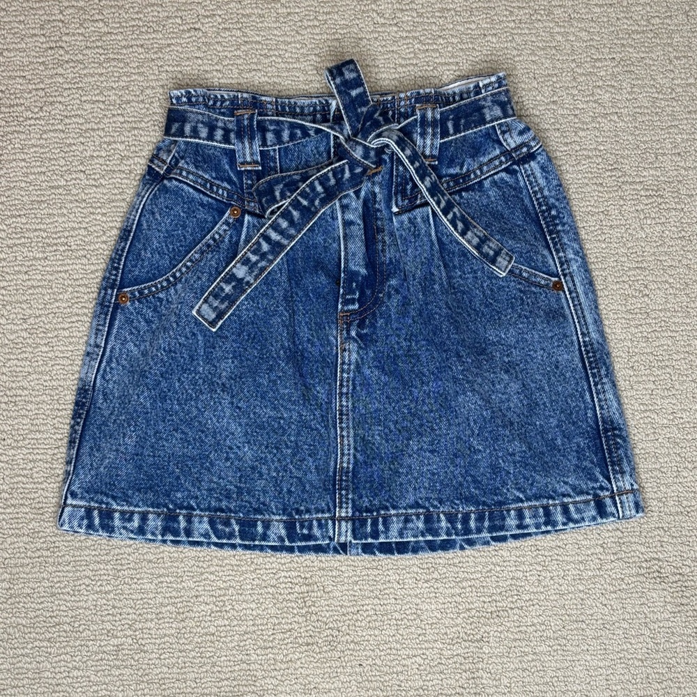 Abercrombie & Fitch Belted Jean Mini Skirt